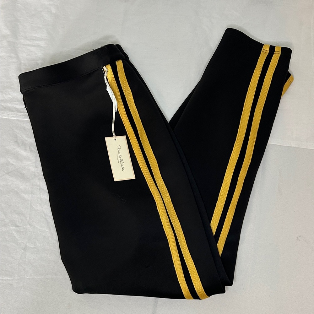 Black and Gold Striped Women's Trousers